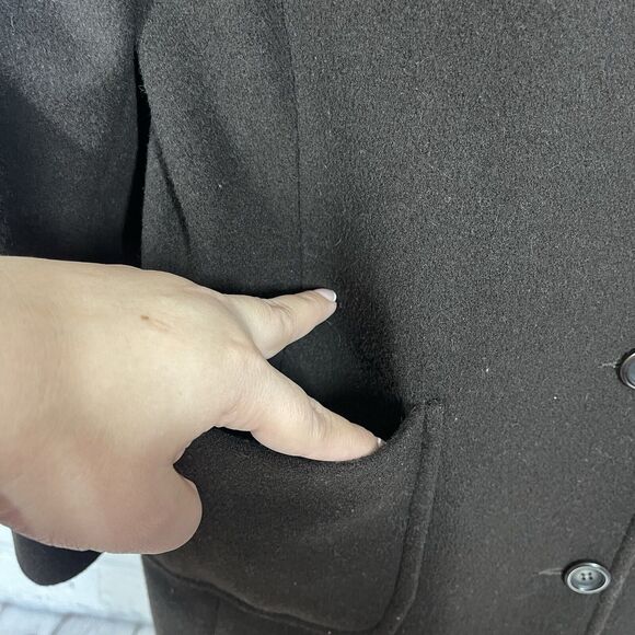 J Crew Mid Trench Coat Women Large Brown Wool Cashmere Blend Heavy Jacket - Picture 3 of 12